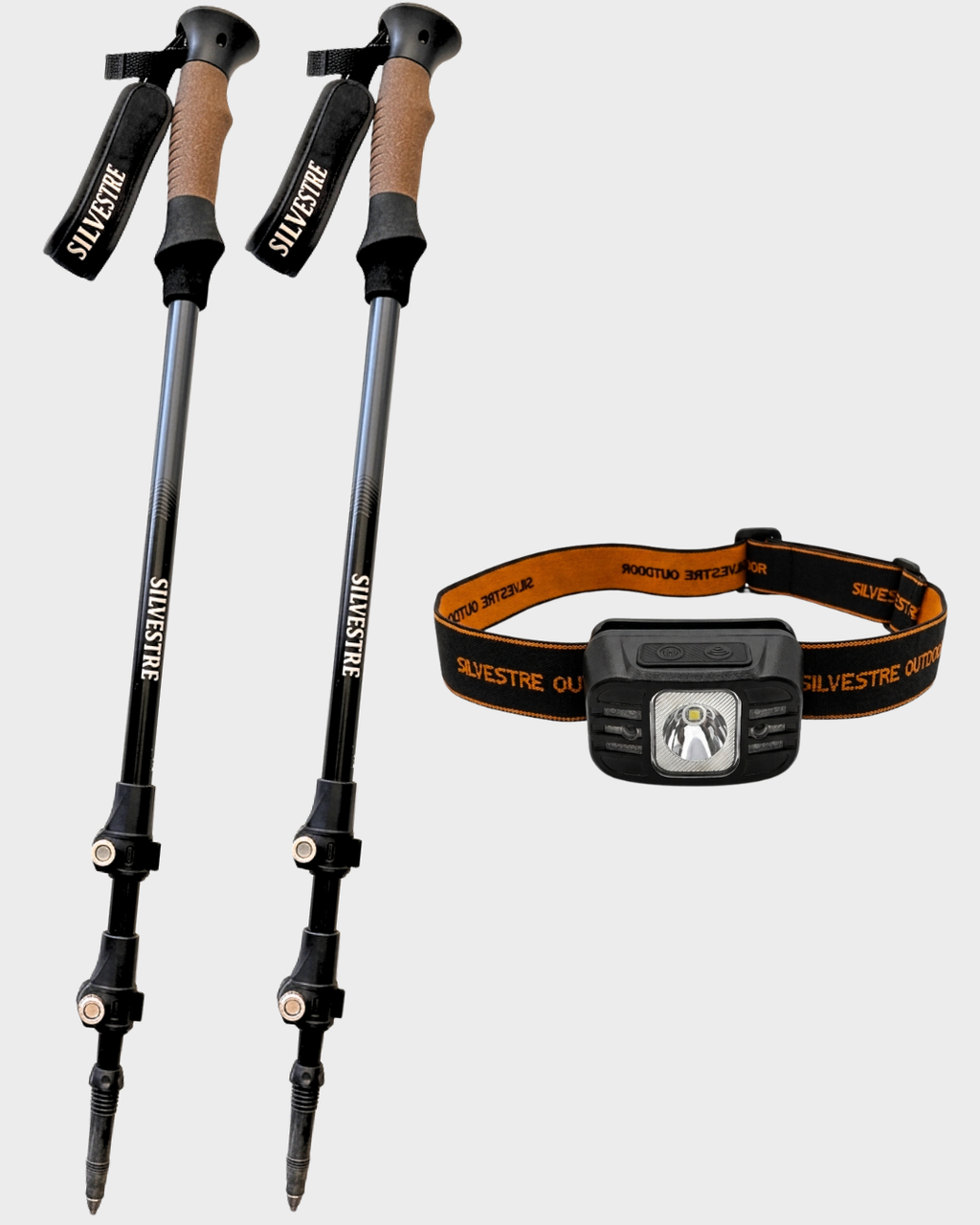 Kit Alpinista: Baston de Trekking + Linterna Frontal Silvestre